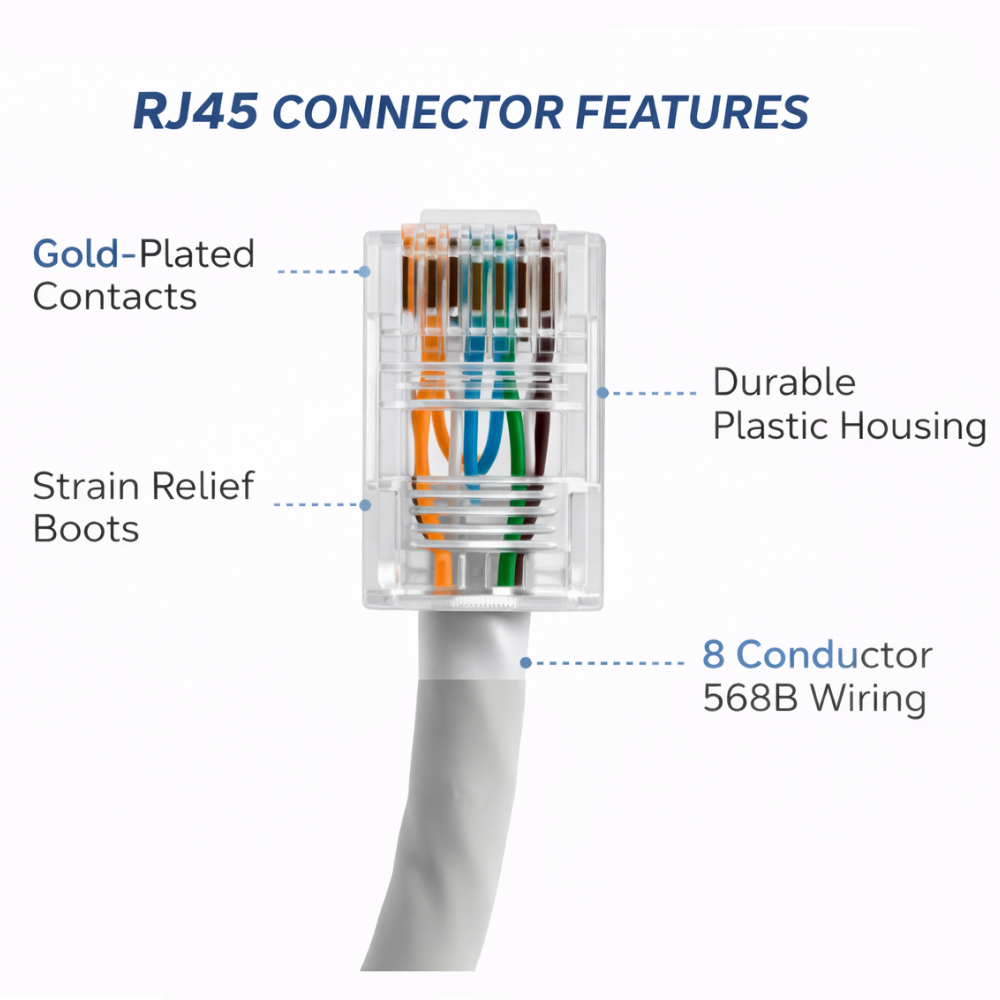 Cat 6 Ethernet Cable High Speed LAN Cable | Up to 10Gbps, 250MHz | RJ45 Gold Plated Connector | Broadband, Router, PC, Laptop, Gaming & CCTV Compatible (0.5 Meter) - Image 6