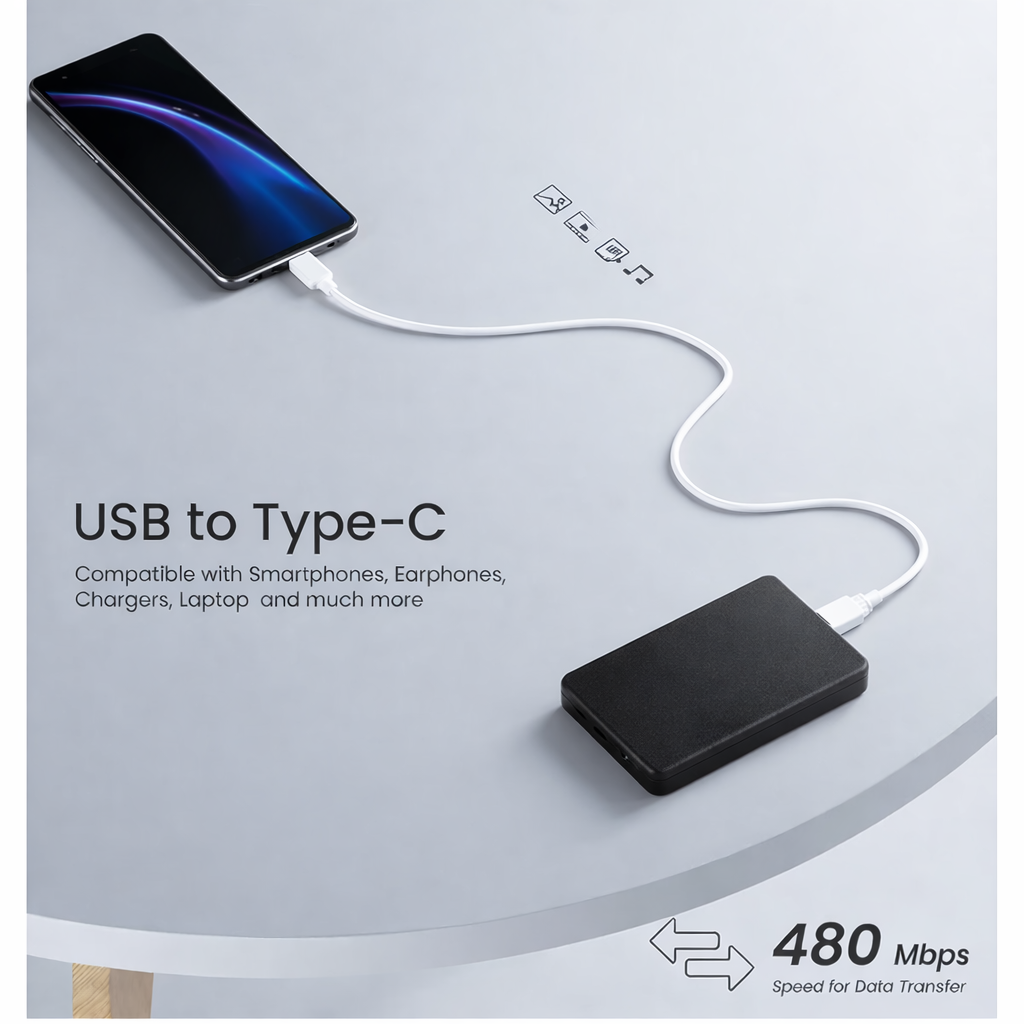 Bajtimes 30W USB to USB-C Cable, White, Data Sync and Charging Cable - Image 4